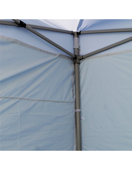 Carpa Plegable 3x3 Azul Con Telones Laterales y Ventanas. Acero 30